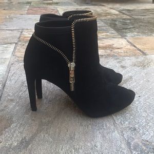 Ann Taylor Tonya black suede zipper booties